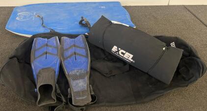 Bodyboard Set with Swim Fins, EXCEL Exercise Mat & Duffel Bag &ndash; 40" Board, Coiled Leash