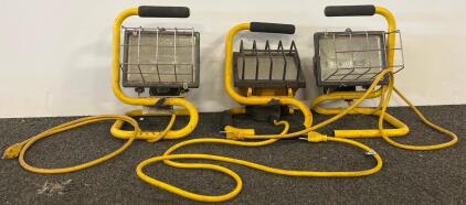 Edge QH-505 Portable 500W Halogen Work Light, 8000 Lumen, UL Listed, Yellow Frame, Lot of 3