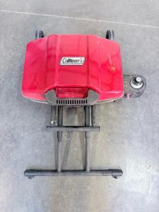 Coleman Portable Propane Gas Grill Red, Wheeled Stand, Approx. 20,000 BTU, 285 Sq. In.