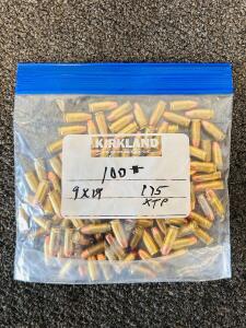 Approximately 100 Rounds 9mm Luger 115gr XTP Reloaded Ammunition, Brass Case, Mixed Headstamp, USA