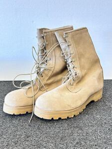 Tan Suede Military Combat Boots Size 12.5W, Vibram Sole, Model 305-113, Case #315083