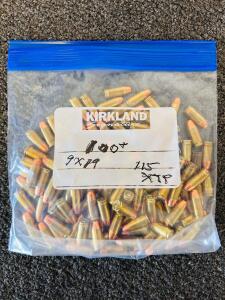 Approximately 100 Rounds 9mm Luger 115gr XTP Reloaded Ammunition, Brass Case, Mixed Headstamp, USA