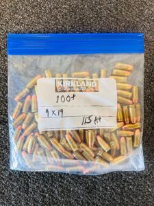 Approximately 100+ Rounds 9mm Luger 115gr FMJ Brass Case Ammunition &ndash; Winchester & Blazer Mixed