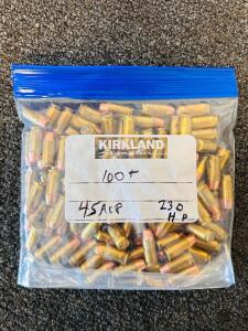 Winchester .45 ACP 230gr XTP Hollow Point Ammo, Approximately 100+ Rounds, Bulk Brass