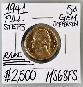 1941 Jefferson Nickel Full Steps 5&cent;, High Uncirculated, Monticello Design, Raw Example