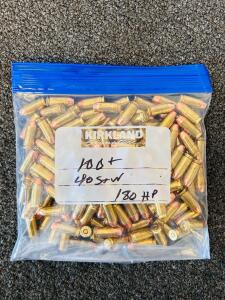 Approximately 100+ Rounds .40 S&W 180gr Hollow Point Ammo, Mixed Brands, Brass Case, Loose Bag