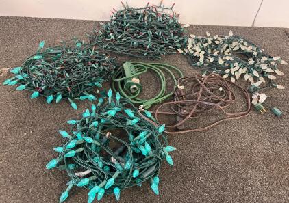 Mixed C9/Mini String Lights, Green Wire, Assorted Colors, Extension Cords & Power Strip, 120V