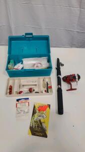 Telescopic Spinning Fishing Rod & Reel Combo with Eagle Claw Tackle Box, Lures, Hooks, Accessories