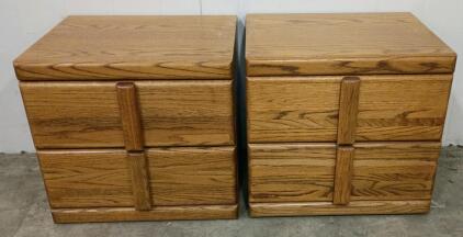 Pair of Oak 2-Drawer Nightstands, Model 12NS04P, 24"x16"x24", Circa 1994