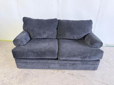Dark Gray Fabric Loveseat Sofa, 63" Wide, Pillow Arm, Removable Cushions, Seats 2