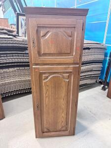 Tall Double Door Wood Storage Cabinet, 72"x24"x16", Medium-Dark Finish, Raised Panel Doors