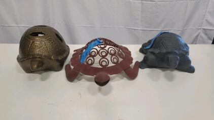 Set of 3 Metal Garden Turtle Statues &ndash; Varying Styles, Outdoor Yard Art, Approx. 16" Long