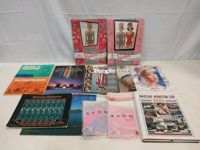 Barbie Paper Dolls 1959/1964, NASCAR 2002 Yearbook, Books, Avon Fashions, Olympic Program