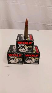 Wolf 7.62x39mm 122gr FMJ Steel Case Ammunition, 60 Rounds, Corrosive