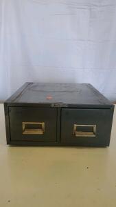 Steelmaster 2-Drawer Steel Index Card Cabinet Vintage Gray Metal File Box 4x6 USA
