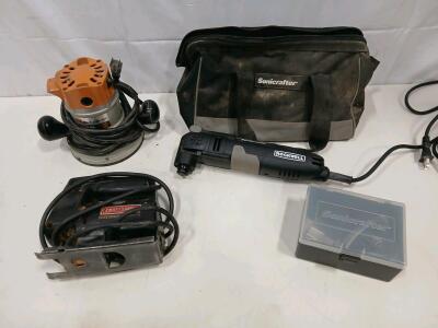 Rockwell Sonicrafter RK5121K Multi-Tool Kit, Craftsman Sabre Saw 315.27115, Black & Decker Router<br/><br/>(R8)