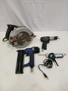 Skilsaw 5250 7-1/4" Circular Saw, Husky Air Hammer, Brad Nailer, Glue Gun Lot<br/><br/>(R8)