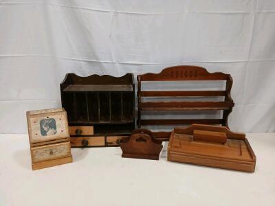 Vintage Wooden Organizers Lot &ndash; Spice Rack, Letter Holder, Drawer Units, Various Sizes<br/><br/>(Sp-13)