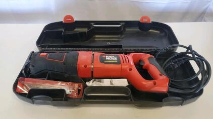 Black & Decker 7.5A Corded Reciprocating Saw with Case, Manual & New Ace Bi-Metal Blade