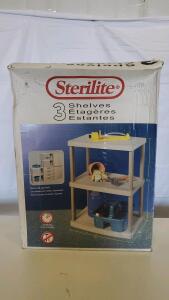 Sterilite 3-Shelf Plastic Shelving Unit, 25 5/8" x 18 3/4" x 35 1/2", 150 lb Capacity