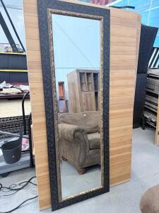 Large 78"x30" Ornate Black & Gold Floor Mirror, Traditional Decorative Frame