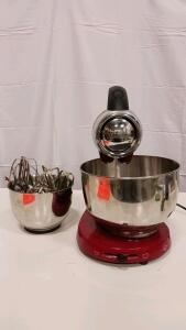 Sunbeam Mixmaster Heritage Series Stand Mixer, Red, 2 Stainless Steel Bowls, 6 Attachments, 350W, 12 Speeds