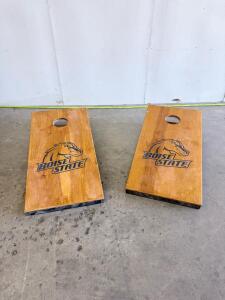 Regulation Cornhole Boards Set - Boise State Logo, Folding Legs, 48"x24" Wood Construction