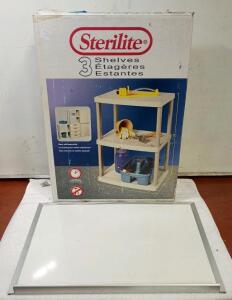 Sterility 3 Shelves Storage Unit 35"x18"x25" & Hanging Dry Erase Board 24"x18"