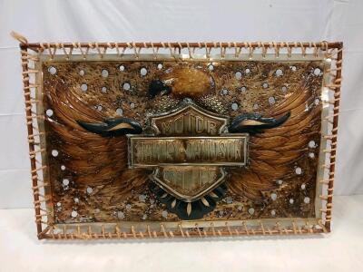 Vintage Harley-Davidson Backlit Wall Sign with Embossed Eagle and Shield Logo, 15.5" x 20"(Sp-6)