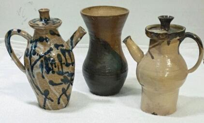 Handcrafted Stoneware Teapots and Vase with Earthy Tone Glaze