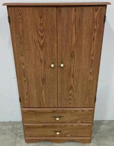 Sauder Oak Grove Collection Armoire Model 5725, 2-Door, 2-Drawer, 2-Shelf, 54"x31"x18"