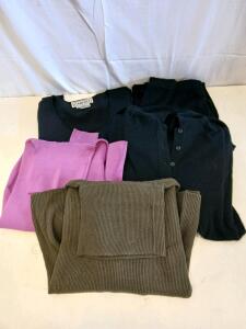 Carlisle & William Kasper Women's Medium Sweaters Lot - Silk, Cashmere, Long Sleeve, 4 Pieces<br/><br/>(Sp-12)