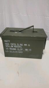 900 Round 5.56mm M855A1 Ammo Can, LC-21J115-043, Steel, M19A1 Style, 10-Round Clips