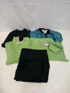 Carlisle & St. John Designer Women&rsquo;s Clothing Lot, 5pc, Size M/8, Silk, Sequin, Knit, Made USA/HK/<br/>China<br/><br/>(Sp-12)