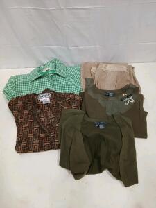 Designer Women's Clothing Lot: Carlisle, Per Se, Etcetera M/8/10 Silk, Rayon, Metallic Jacket, Tops<br/><br/>(Sp-12)
