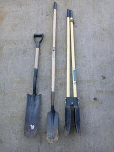 AMES Trenching Shovel, Drain Spade, Post Hole Digger, Wood/Fiberglass Handles, Steel Blades
