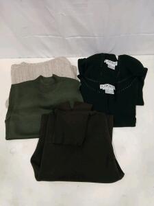 Carlisle Women&rsquo;s Black Knit Cardigan & Top Set, 3 Additional Sweaters, M, Cotton/Rayon Mix<br/><br/>(Sp-12)