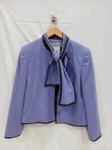 Carlisle Women's Blazer Size 10, Violet Wool-Cashmere with Scarf and Black Trim<br/><br/>(Sp-16)