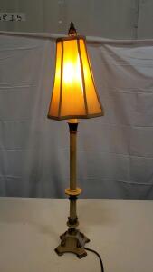 Vintage Classic Table Lamp, Ornate Metal Base, Fabric Shade, 30" Tall, E26 Socket
