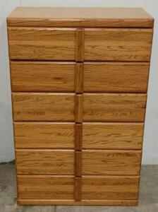 6-Drawer Oak Dresser, 33" Wide, 52" Tall Vintage 1994, Serial No. 12CT08V