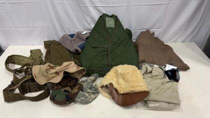 U.S. Military Cold Weather Clothing Lot &ndash; Polartec Fleece, M-65 Liner, Base Layers, Hats, Belt
