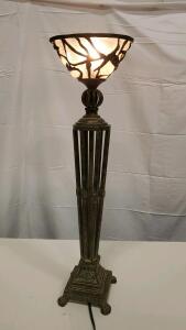Antiqued Bronze Torchiere Floor Lamp with Frosted Glass Shade, 72" Height