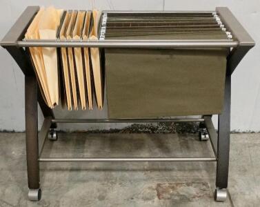 Lorell Standard Mobile File Cart with Locking Cover and Bottom Shelf