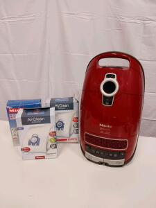 Miele S8 HomeCare Canister Vacuum, 1200W, Red, Powerhead, Parquet Brush, 3 Boxes GN Bags With Attachments