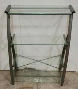 4-Tier Glass and Metal Display Shelf with Tempered Glass Shelves and Modern Design 40"x30"x15"