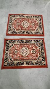 Set of Two Persian Style Accent Rugs 2'x3', Red Medallion, Machine-Made