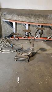 Wrought Iron 4-Arm Tabletop Candelabra with Scrollwork Design