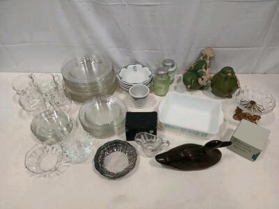 Vintage Fire-King Dish Set & Collectibles Lot - 33 pcs Glass Ceramic, Wood Duck, Boxed Items<br/><br/>(Sp-1)