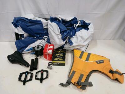 Outdoor River Run Tube, Ruffwear Dog Life Jacket, Bike Parts (Pedals, Saddle, Tubes, Pump) Bundle<br/><br/>(R6)