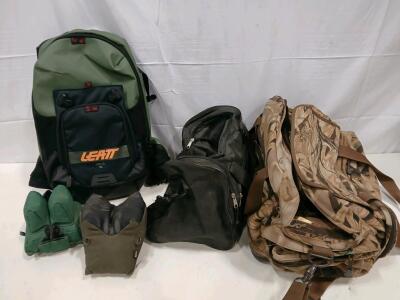 Leatt 10L Hydration Pack, NRA & Mossy Oak Duffel Bags, Caldwell & Allen Shooting Rests Bundle<br/><br/>(Sp-12)